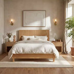 ModernLuxe Letto a piattaforma Queen/King Size con testiera a doghe verticali Letto rustico moderno, nessuna base a molle necessaria