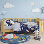 JVNOXK Letto a piattaforma in legno a grandezza naturale per bambini, letto basso in legno a grandezza naturale con spondine per bambine e bambini, naturale