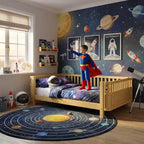 JVNOXK Letto a piattaforma in legno a grandezza naturale per bambini, letto basso in legno a grandezza naturale con spondine per bambine e bambini, naturale