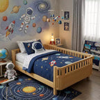 JVNOXK Letto a piattaforma in legno a grandezza naturale per bambini, letto basso in legno a grandezza naturale con spondine per bambine e bambini, naturale