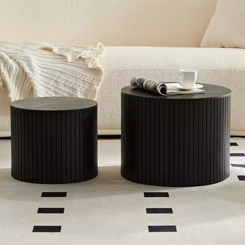 Set tavolini da caffè a incastro 2 pezzi, set tavolini da caffè in MDF Soggiorno/zona living, nero