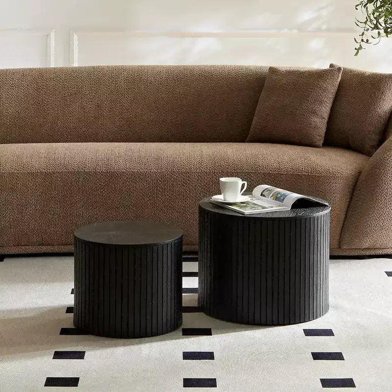 Set tavolini da caffè a incastro 2 pezzi, set tavolini da caffè in MDF Soggiorno/zona living, nero