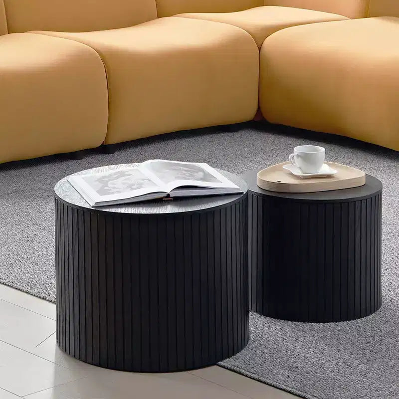 Set tavolini da caffè a incastro 2 pezzi, set tavolini da caffè in MDF Soggiorno/zona living, nero