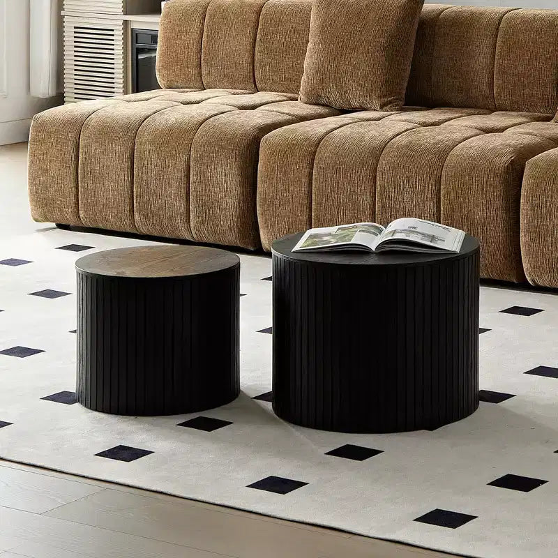 Set tavolini da caffè a incastro 2 pezzi, set tavolini da caffè in MDF Soggiorno/zona living, nero