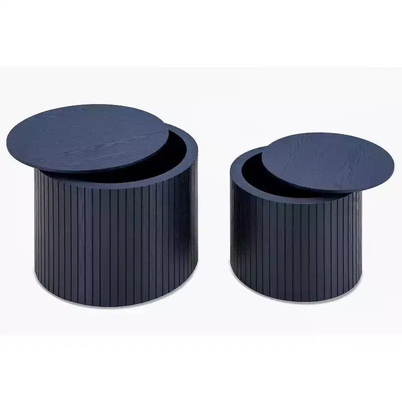 Set tavolini da caffè a incastro 2 pezzi, set tavolini da caffè in MDF Soggiorno/zona living, nero
