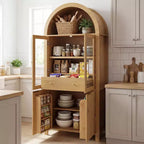Dispensa da cucina alta ad arco e scanalata Zeus & Ruta 71 con anta in vetro, ripiani regolabili, cassetto nascosto