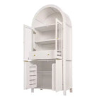 Dispensa da cucina alta ad arco e scanalata Zeus & Ruta 71 con anta in vetro, ripiani regolabili, cassetto nascosto