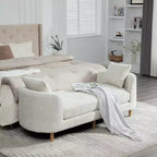 GDFStudio Agnes Modern 77 Chaise longue in ciniglia con struttura in legno di gomma e 2 cuscini a rullo