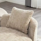 GDFStudio Agnes Modern 77 Chaise longue in ciniglia con struttura in legno di gomma e 2 cuscini a rullo
