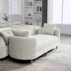 GDFStudio Agnes Modern 77 Chaise longue in ciniglia con struttura in legno di gomma e 2 cuscini a rullo