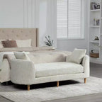 GDFStudio Agnes Modern 77 Chaise longue in ciniglia con struttura in legno di gomma e 2 cuscini a rullo