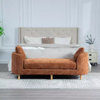 GDFStudio Agnes Modern 77 Chaise longue in ciniglia con struttura in legno di gomma e 2 cuscini a rullo