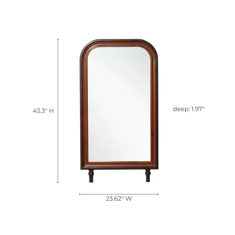Specchio da parete rettangolare arrotondato moderno LuxenHome con cornice in legno di pino, 43,3 A x 23,62 L, grande specchio decorativo con cornice in legno marrone