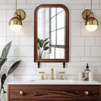 Specchio da parete rettangolare arrotondato moderno LuxenHome con cornice in legno di pino, 43,3 A x 23,62 L, grande specchio decorativo con cornice in legno marrone