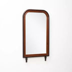 Specchio da parete rettangolare arrotondato moderno LuxenHome con cornice in legno di pino, 43,3 A x 23,62 L, grande specchio decorativo con cornice in legno marrone