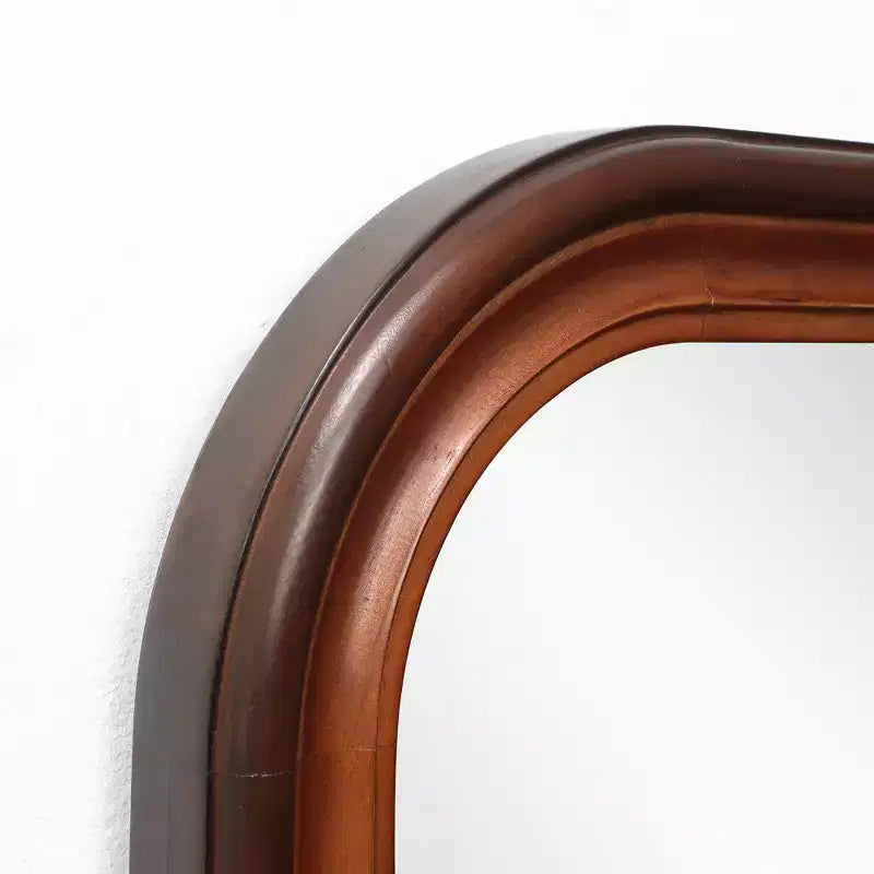 Specchio da parete rettangolare arrotondato moderno LuxenHome con cornice in legno di pino, 43,3 A x 23,62 L, grande specchio decorativo con cornice in legno marrone