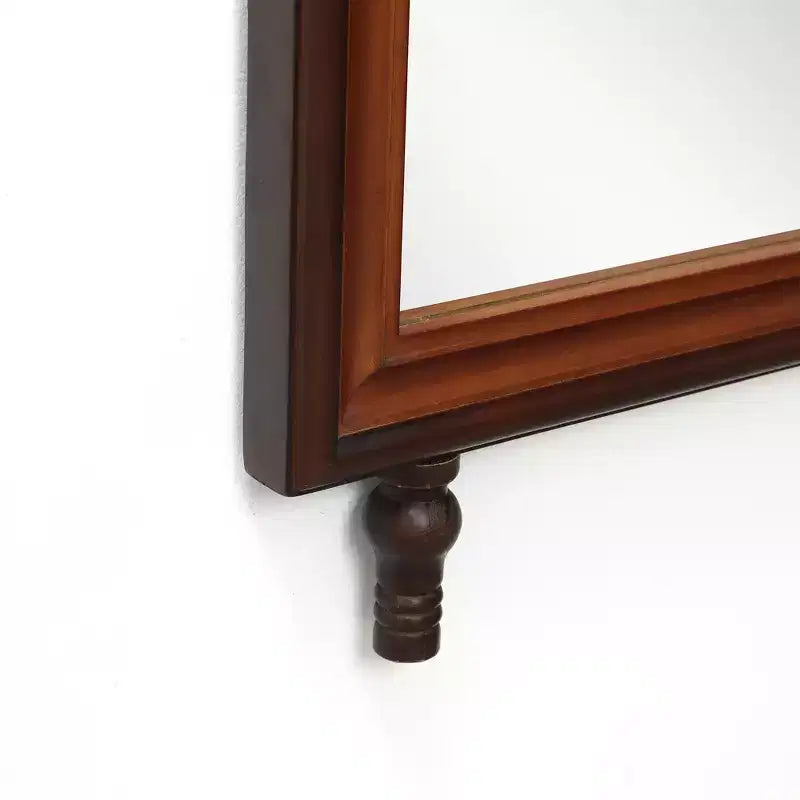 Specchio da parete rettangolare arrotondato moderno LuxenHome con cornice in legno di pino, 43,3 A x 23,62 L, grande specchio decorativo con cornice in legno marrone