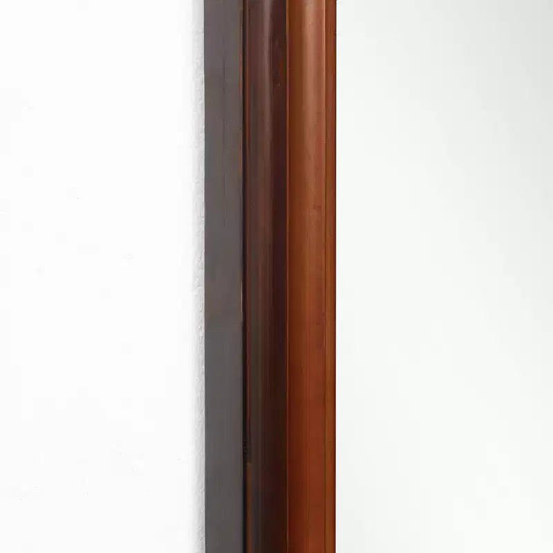 Specchio da parete rettangolare arrotondato moderno LuxenHome con cornice in legno di pino, 43,3 A x 23,62 L, grande specchio decorativo con cornice in legno marrone