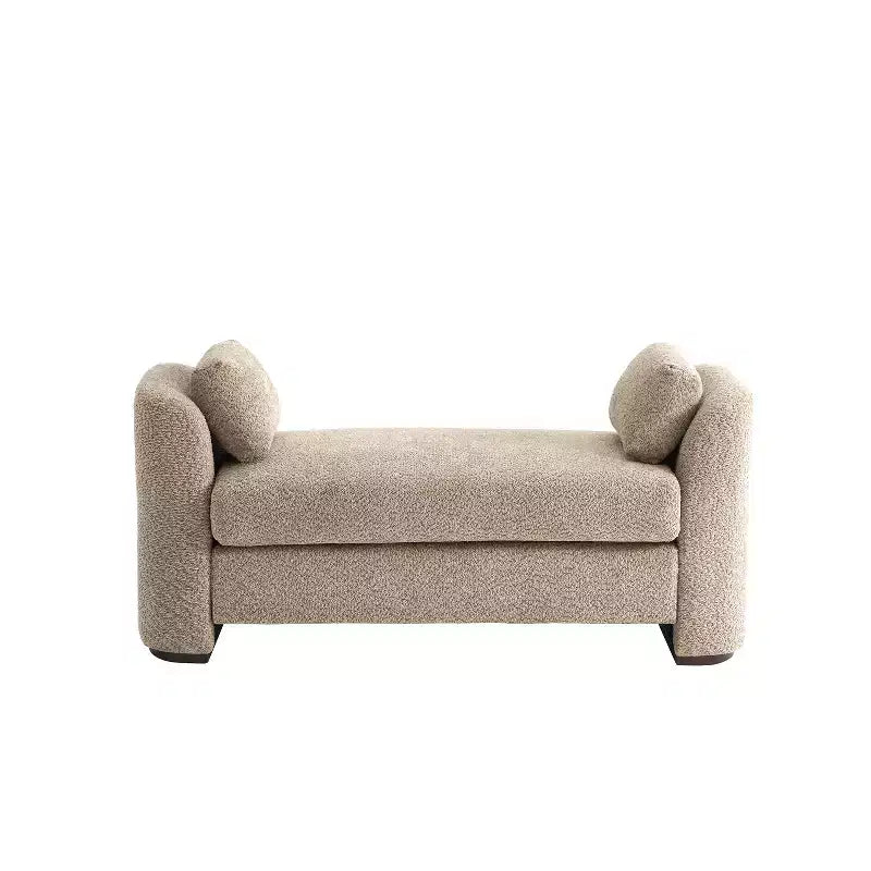 GDFStudio Jase Panca Moderna in Bouclé con Struttura in Legno di Gomma e Cuscini
