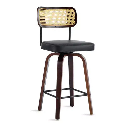 360 Swivel Rattan Counter Height Bar Stools with PU Cushion