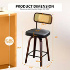 Sgabelli da bar girevoli a 360° in rattan ad altezza bancone con cuscino in PU
