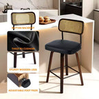 Sgabelli da bar girevoli a 360° in rattan ad altezza bancone con cuscino in PU