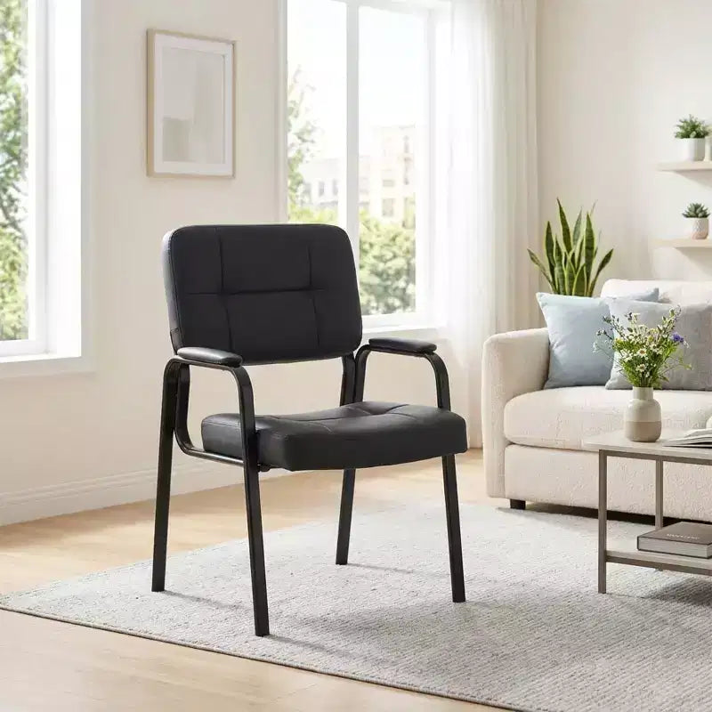 Chaise Visiteur en Cuir BestMassage, Capacité de 113 kg, Chaise de Réception Facile à Nettoyer pour Bureau, Salle d'Attente et Maison