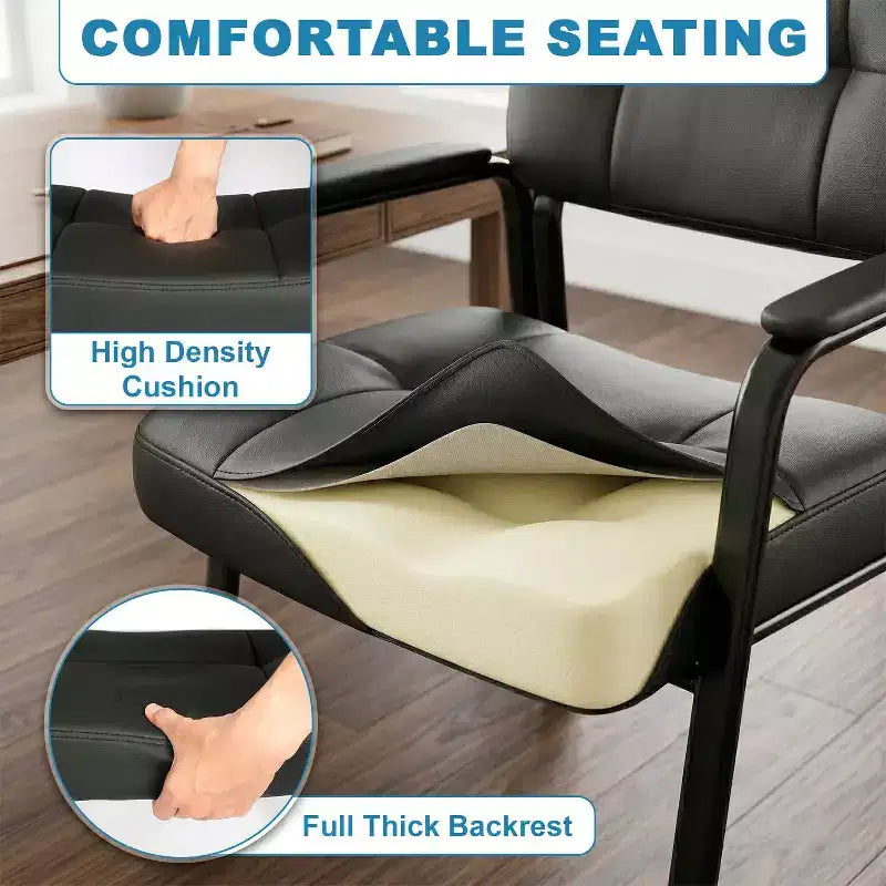 Chaise Visiteur en Cuir BestMassage, Capacité de 113 kg, Chaise de Réception Facile à Nettoyer pour Bureau, Salle d'Attente et Maison