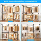 Besiost Industrial Pipe Clothing Rack, 2.2-3.3m Sistema di armadio a parete