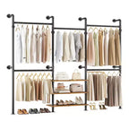 Besiost Industrial Pipe Clothing Rack, 2.2-3.3m Sistema di armadio a parete