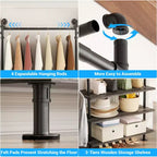 Besiost Industrial Pipe Clothing Rack, 2.2-3.3m Sistema di armadio a parete