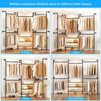 Besiost Industrial Pipe Clothing Rack, 2.2-3.3m Sistema di armadio a parete