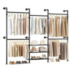 Besiost Industrial Pipe Clothing Rack, 2.2-3.3m Sistema di armadio a parete