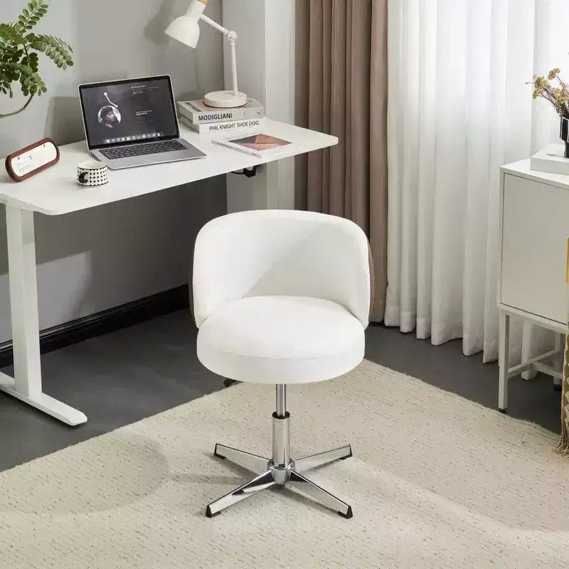 Sedia girevole moderna Karl Home in PU, senza braccioli, senza ruote, altezza regolabile, sedia da scrivania da ufficio con supporto per la schiena, nei colori bianco e marrone