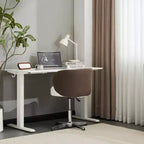 Sedia girevole moderna Karl Home in PU, senza braccioli, senza ruote, altezza regolabile, sedia da scrivania da ufficio con supporto per la schiena, nei colori bianco e marrone