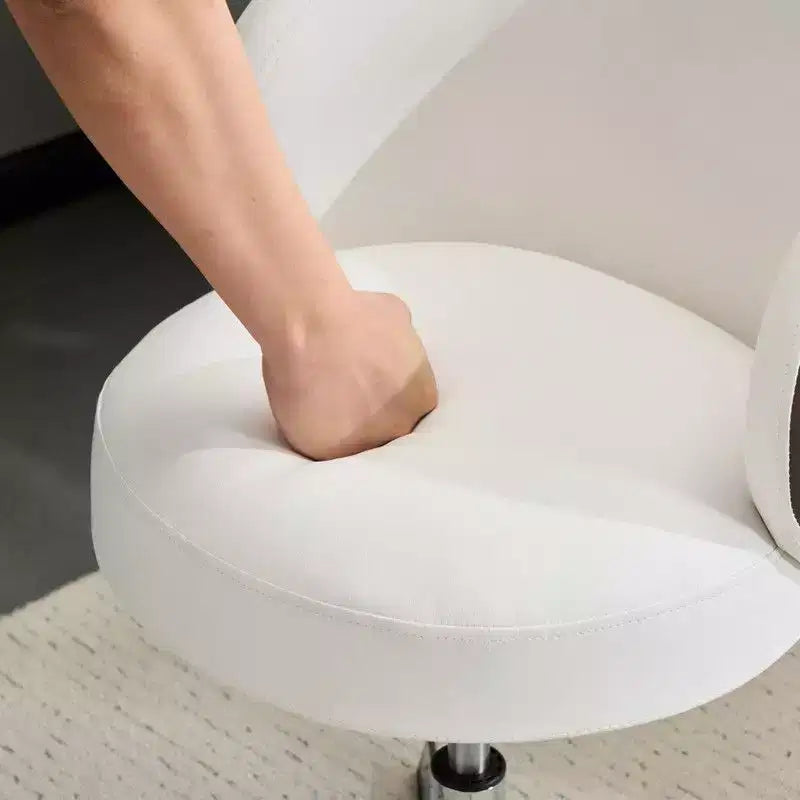 Sedia girevole moderna Karl Home in PU, senza braccioli, senza ruote, altezza regolabile, sedia da scrivania da ufficio con supporto per la schiena, nei colori bianco e marrone
