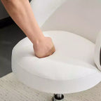 Sedia girevole moderna Karl Home in PU, senza braccioli, senza ruote, altezza regolabile, sedia da scrivania da ufficio con supporto per la schiena, nei colori bianco e marrone