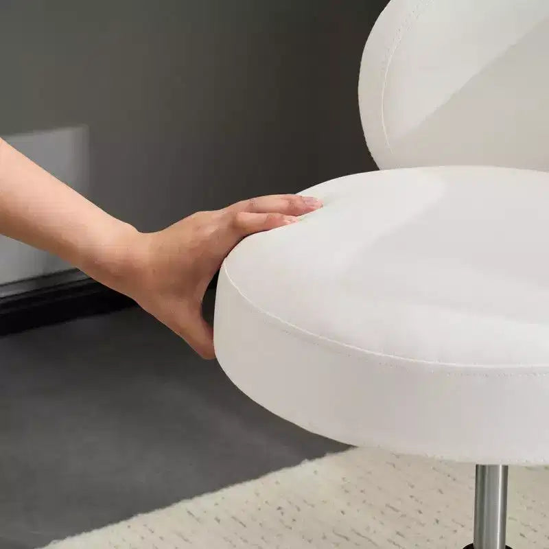 Sedia girevole moderna Karl Home in PU, senza braccioli, senza ruote, altezza regolabile, sedia da scrivania da ufficio con supporto per la schiena, nei colori bianco e marrone