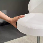 Sedia girevole moderna Karl Home in PU, senza braccioli, senza ruote, altezza regolabile, sedia da scrivania da ufficio con supporto per la schiena, nei colori bianco e marrone