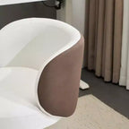 Sedia girevole moderna Karl Home in PU, senza braccioli, senza ruote, altezza regolabile, sedia da scrivania da ufficio con supporto per la schiena, nei colori bianco e marrone