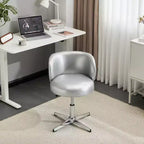 Sedia girevole moderna Karl Home in PU, senza braccioli, senza ruote, altezza regolabile, sedia da scrivania da ufficio con supporto per la schiena, nei colori bianco e marrone