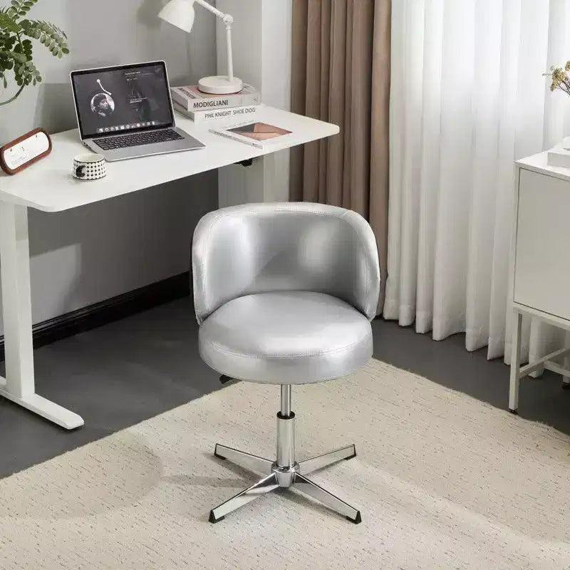 Sedia girevole moderna Karl Home in PU, senza braccioli, senza ruote, altezza regolabile, sedia da scrivania da ufficio con supporto per la schiena, nei colori bianco e marrone