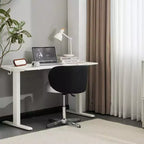 Sedia girevole moderna Karl Home in PU, senza braccioli, senza ruote, altezza regolabile, sedia da scrivania da ufficio con supporto per la schiena, nei colori bianco e marrone