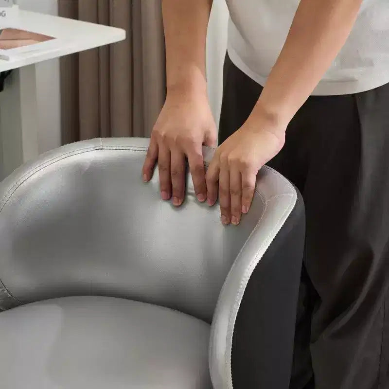 Sedia girevole moderna Karl Home in PU, senza braccioli, senza ruote, altezza regolabile, sedia da scrivania da ufficio con supporto per la schiena, nei colori bianco e marrone