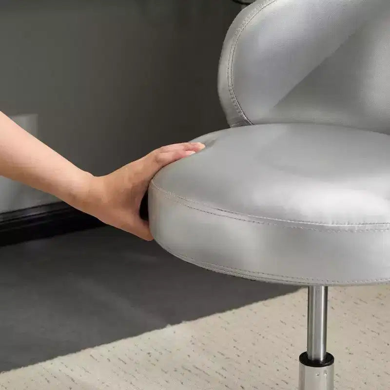 Sedia girevole moderna Karl Home in PU, senza braccioli, senza ruote, altezza regolabile, sedia da scrivania da ufficio con supporto per la schiena, nei colori bianco e marrone