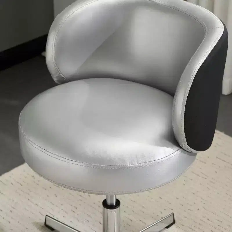Sedia girevole moderna Karl Home in PU, senza braccioli, senza ruote, altezza regolabile, sedia da scrivania da ufficio con supporto per la schiena, nei colori bianco e marrone