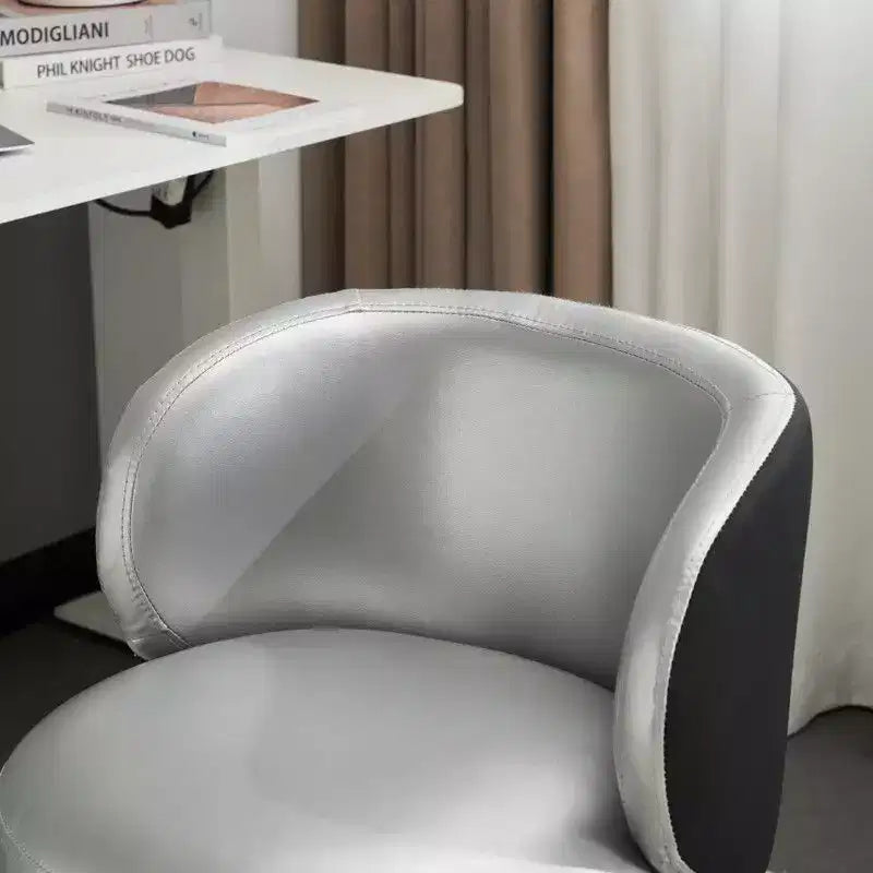 Sedia girevole moderna Karl Home in PU, senza braccioli, senza ruote, altezza regolabile, sedia da scrivania da ufficio con supporto per la schiena, nei colori bianco e marrone