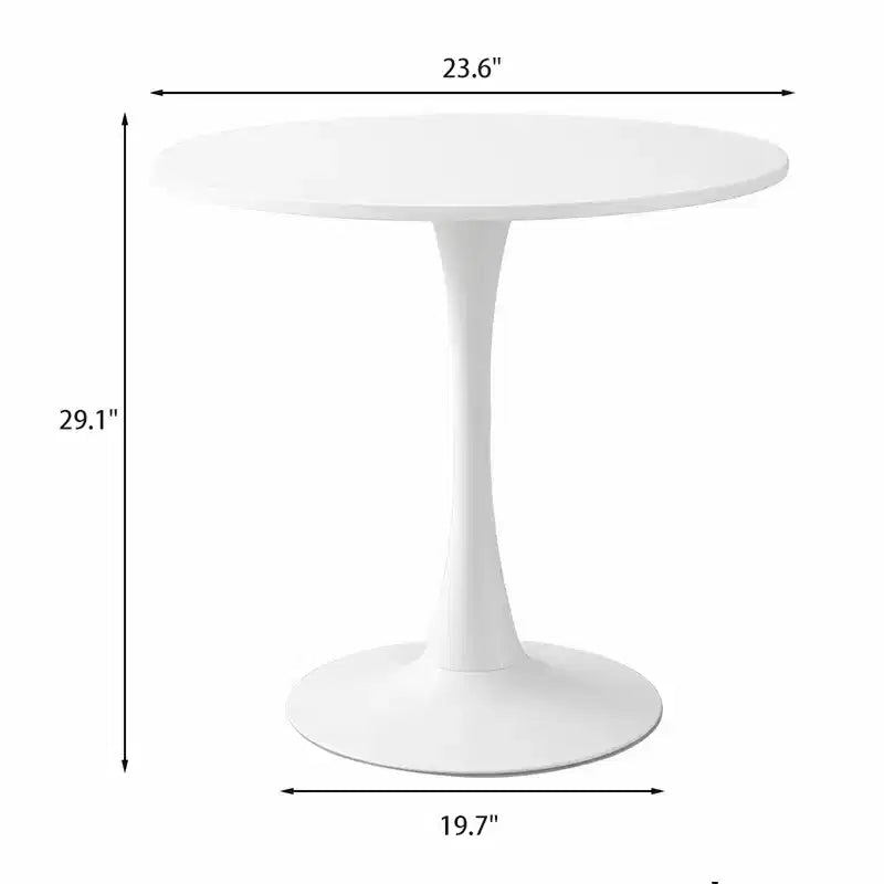 Simpatici giocattoli di marca Tavolo Rotondo Bianco, Tavolo da Pranzo Moderno, Tavolo da Cucina Rotondo Tulipano con Piano in MDF e Base in Acciaio, Tavolino da Caffè Mid-Century
