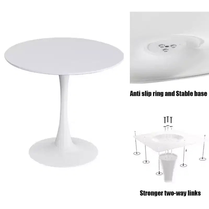 Simpatici giocattoli di marca Tavolo Rotondo Bianco, Tavolo da Pranzo Moderno, Tavolo da Cucina Rotondo Tulipano con Piano in MDF e Base in Acciaio, Tavolino da Caffè Mid-Century