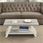 Fun little toys brand Athens Contemporary Two-Tone Wood Shelf Coffee Table in Weathered Gray and Beige